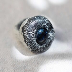 Sculpted Stone and Glass Ring. Size 8.