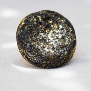 Round Black with Gold Leaf Ring