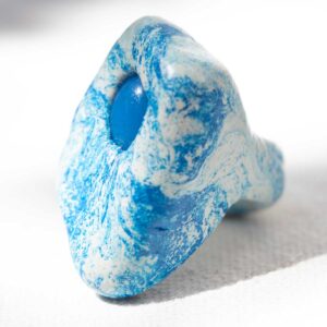 Sculpted Blue Ring with Glass. Size 6,5.