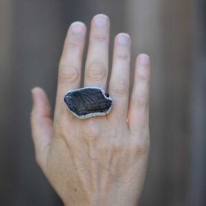 Ring with Sea Shell and Glass. Size 8.