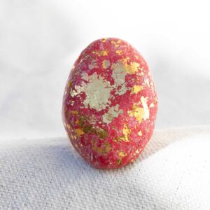 Oval Red Ring with Gold Leaf. Size 7.