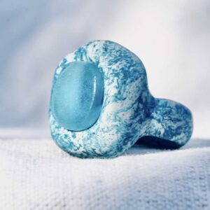 Ring with Blue Glass. Size 7.